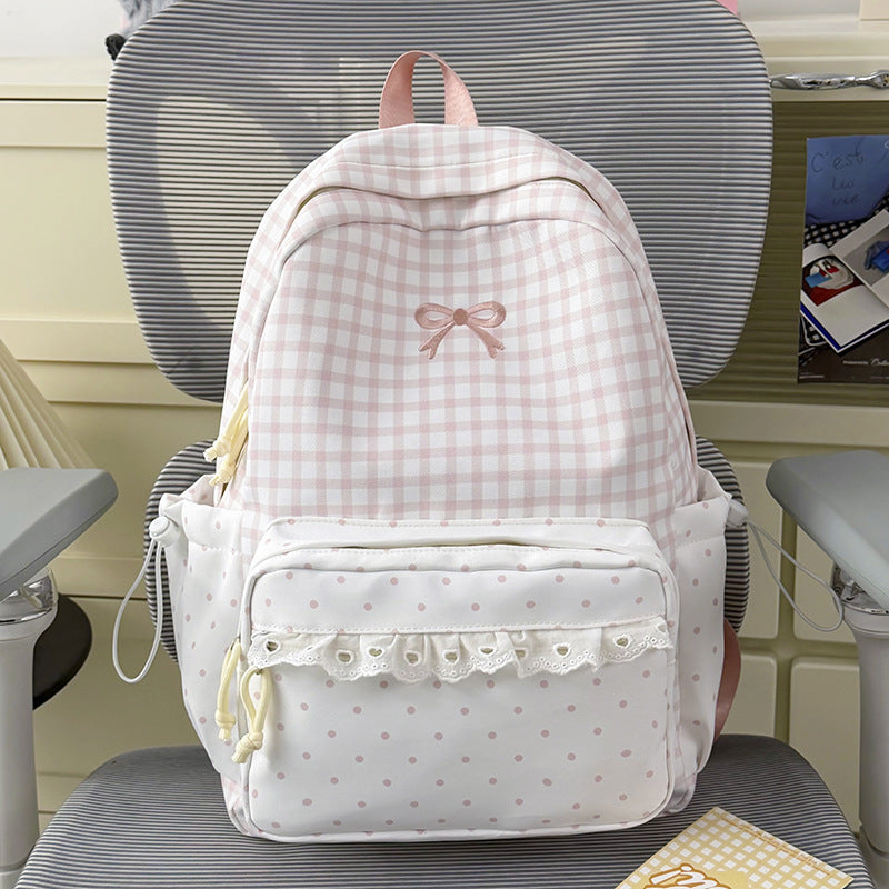 Verspielter Gingham- und Pünktchen-Rucksack Karnz