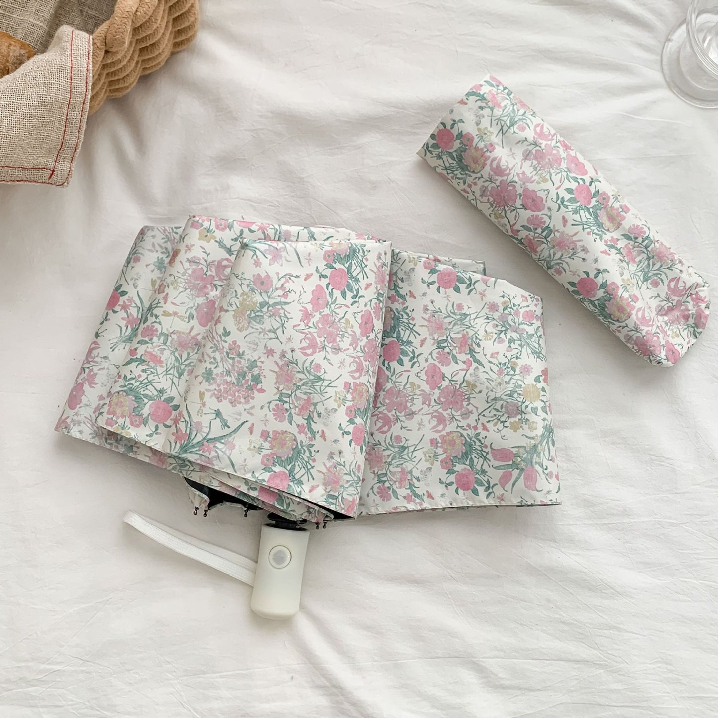 Damen Faltbarer Regenschirm mit detailliertem Blumenmuster Karnz