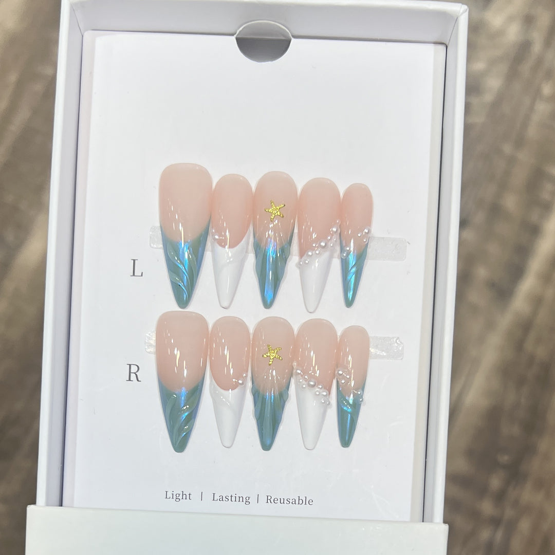 Blumen- und Punkte-Press-On-Nagelset Karnz