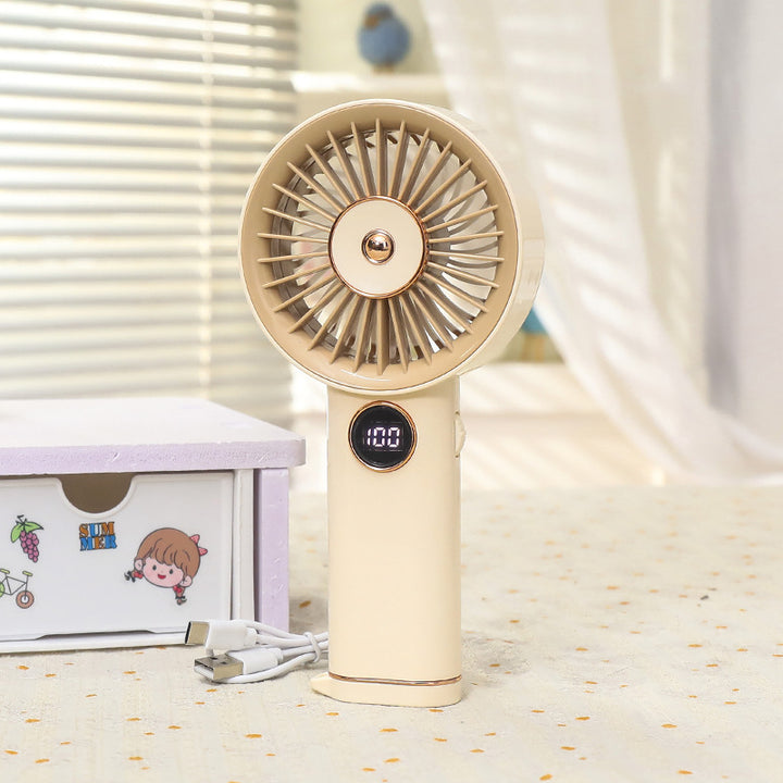 Damen Tragbarer Handventilator mit Digitalanzeige und USB-Ladefunktion Karnz