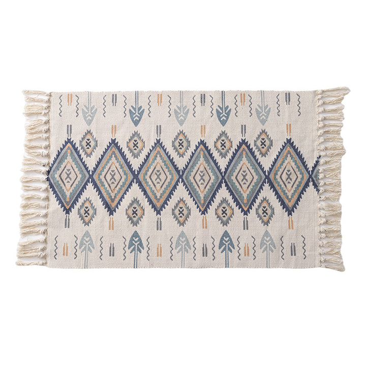 Handgewebter Baumwoll-Tischläufer mit Mandala-Jacquard und dekorativen Fransen