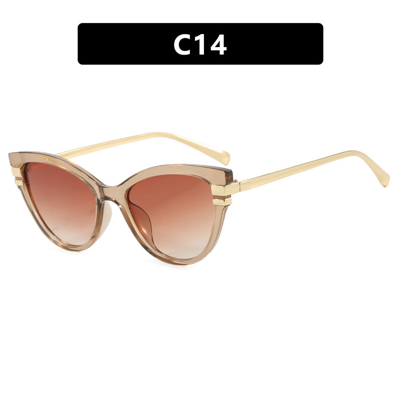 Damen Cat-Eye Sonnenbrille mit elegantem Kunststoffrahmen und goldenen Akzenten Karnz