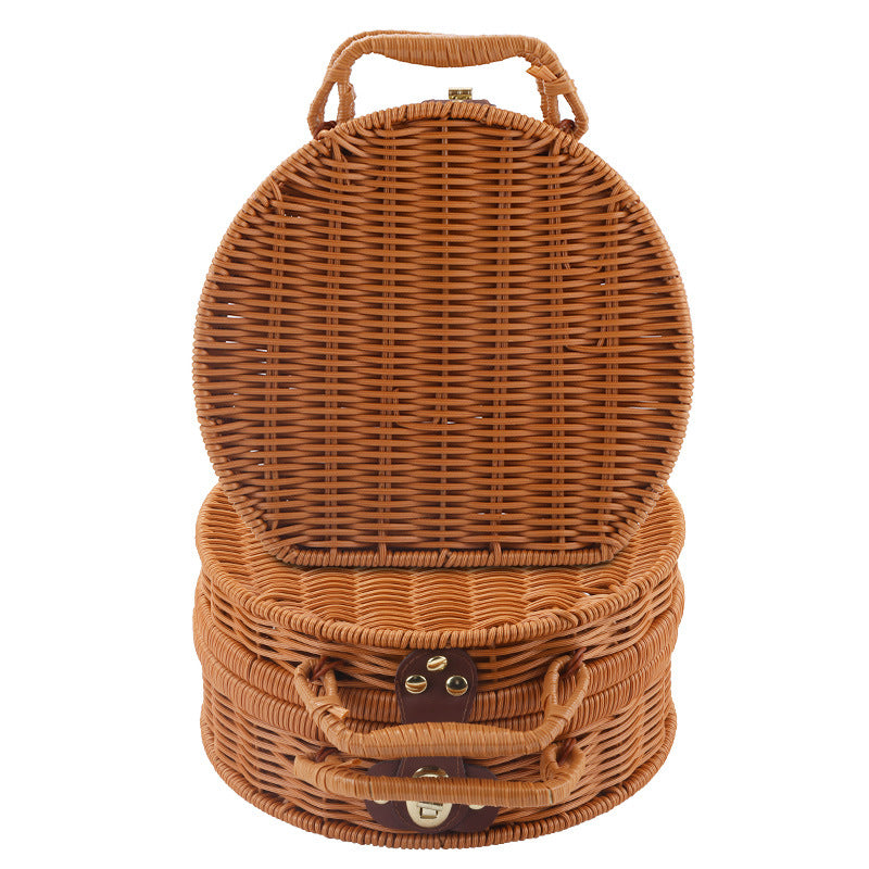 Damen Runde Wicker Handtasche Karnz