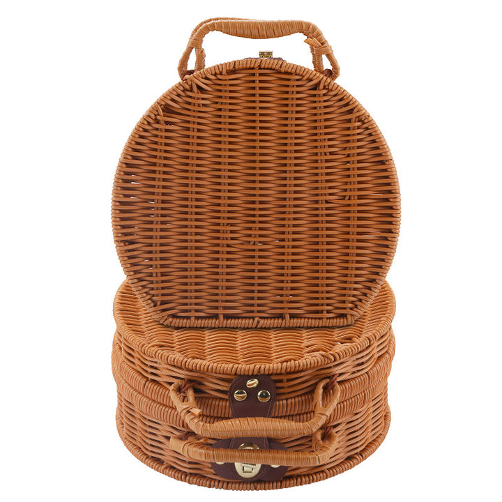 Damen Runde Wicker Handtasche Karnz