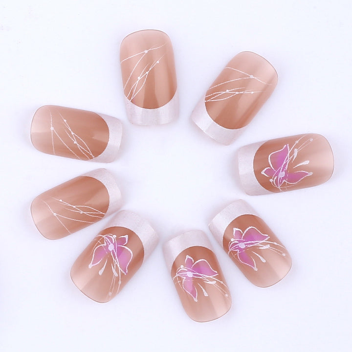 Floral Accent Press-On Nail Art Karnz