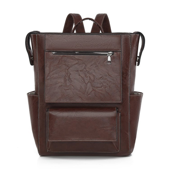 Multi-Taschen Echtes Leder Rucksack Karnz