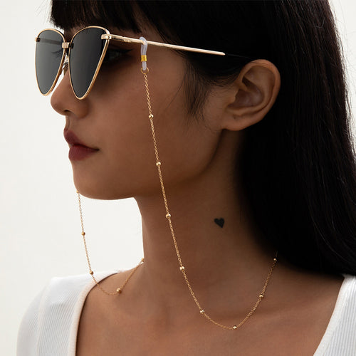 Stilsicheres Brillenband Aus Edelstahl mit Perlenförmigen Designelementen Karnz