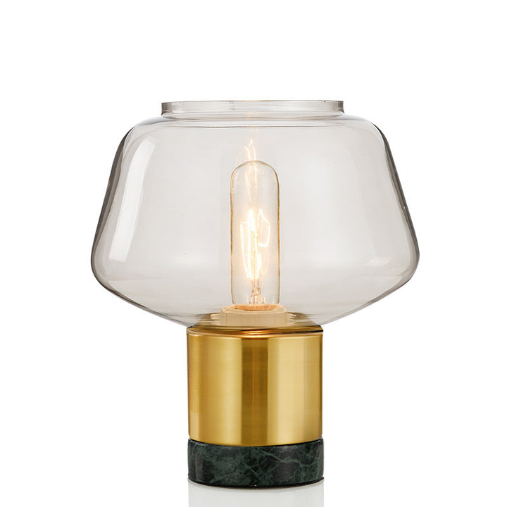 Geometrische Glas Tischlampe mit Messing- und Marmorbasis