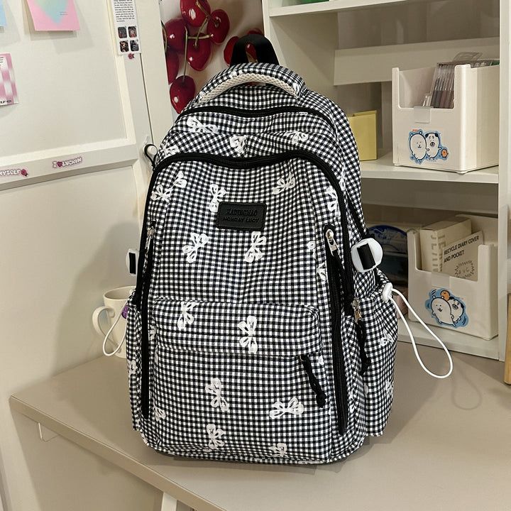 Stilvolle Karierten Druck Legere Rucksack Karnz