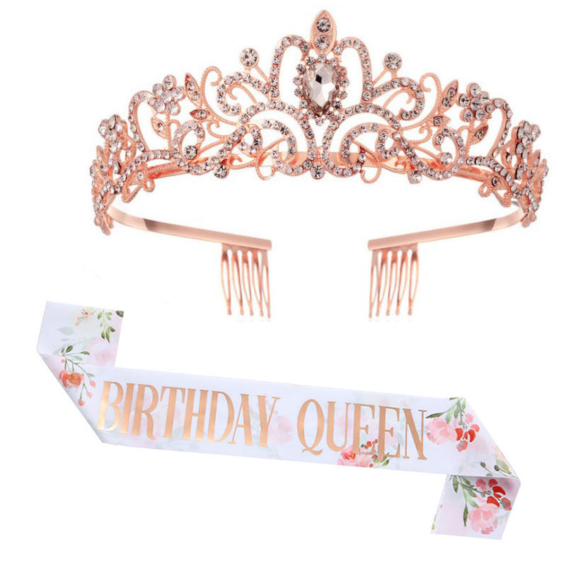 Damen Festliche Krone mit eleganter Schärpe Karnz