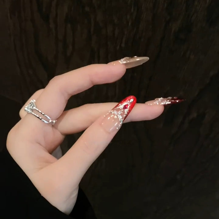 Künstliche Nagelspitzen mit Funkelnden Kristallverzierungen Karnz