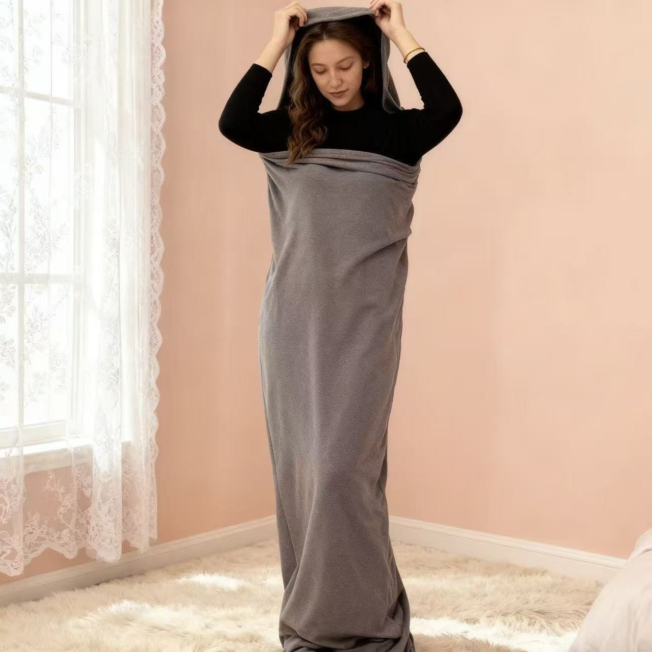 Damen Kuscheldecke mit Kapuze und weichem Material Karnz