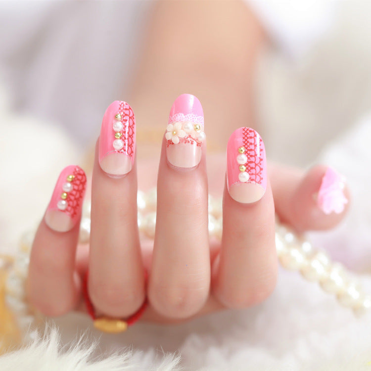 Elegante perlverzierte Press-On-Nagelset