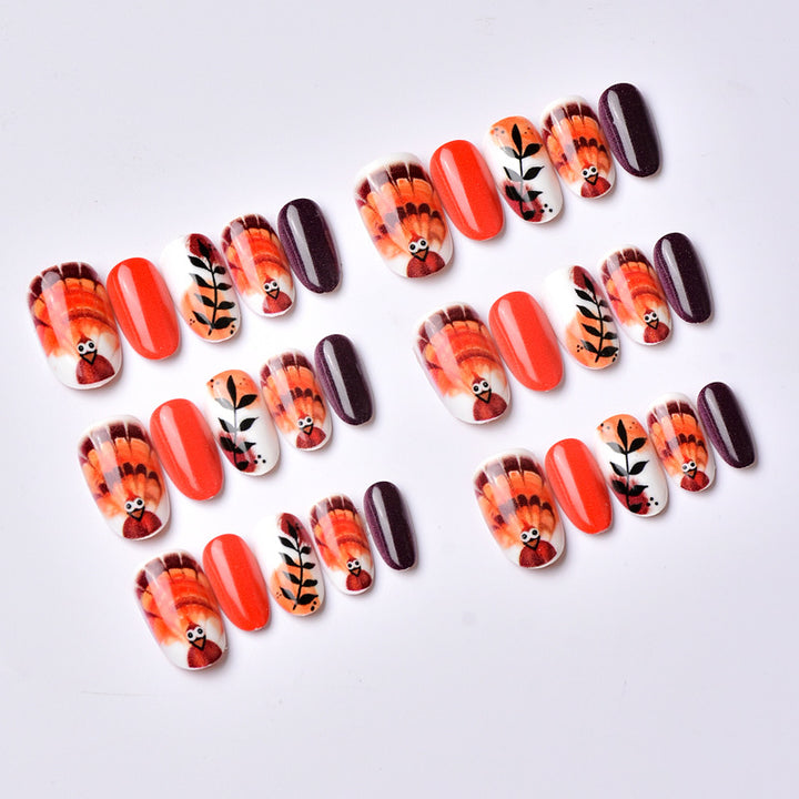 Künstlerisches Thanksgiving-Themen Press-On Nagelkunst Set