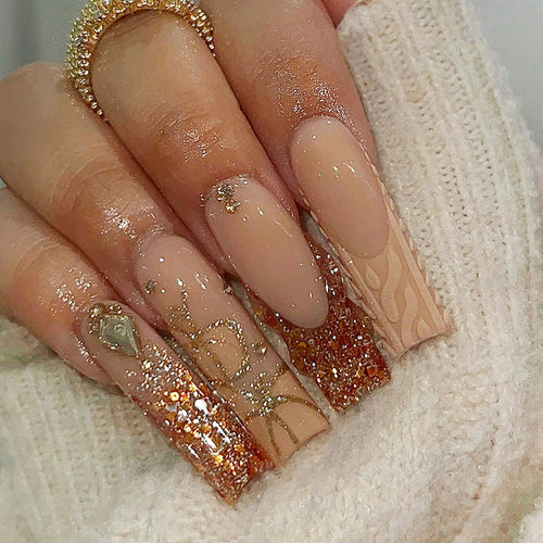 Glamouröse Glitter-Gradient-Press-On-Nägel Karnz