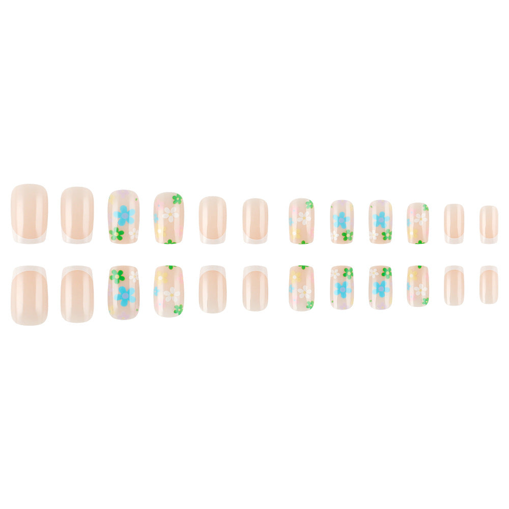 Floral French Tip Press-On Nail Set Karnz