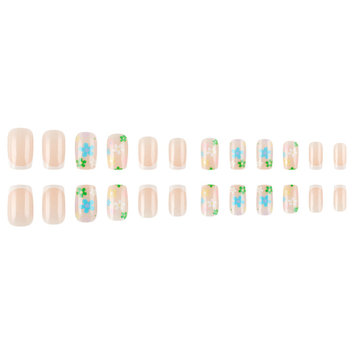 Floral French Tip Press-On Nail Set Karnz
