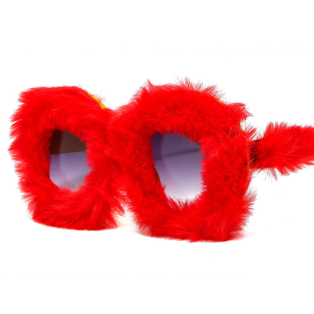 Damen auffällige Oversize-Sonnenbrille mit einem einzigartigen Felltouch Karnz