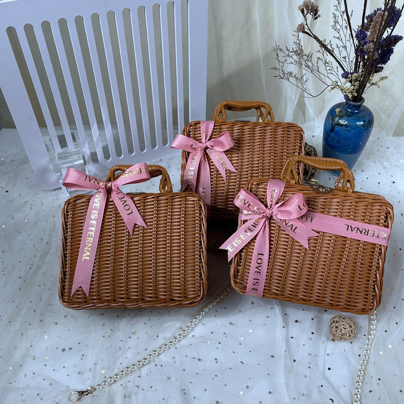 Damen klassischer Rattan Handtasche Karnz