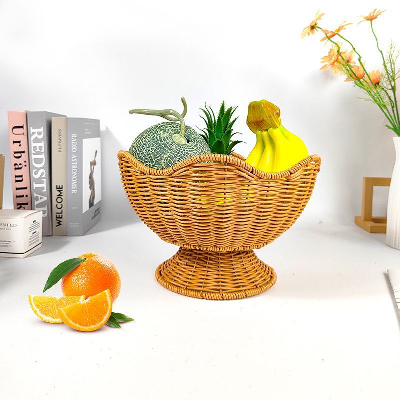 Unisex Rattan Obstschale mit eleganten Wellenlinien Karnz