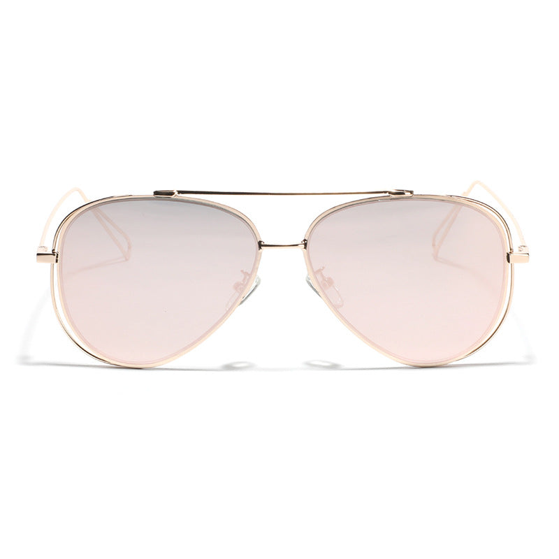 Damen Retro-flieger Sonnenbrille mit silbernem Metallrahmen und verspiegelten Gläsern Karnz