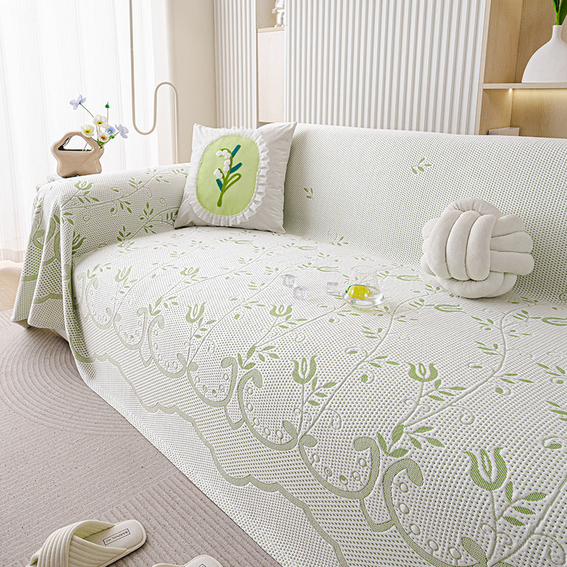 Elegante floral gestickte Sofa-Decke