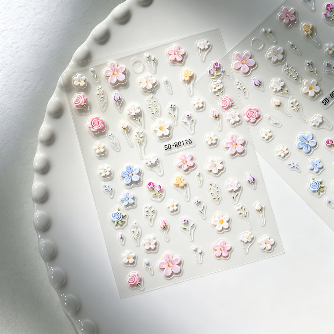 Dekorative 3D Blüten- und Schmetterling-Nagelkunst Charms