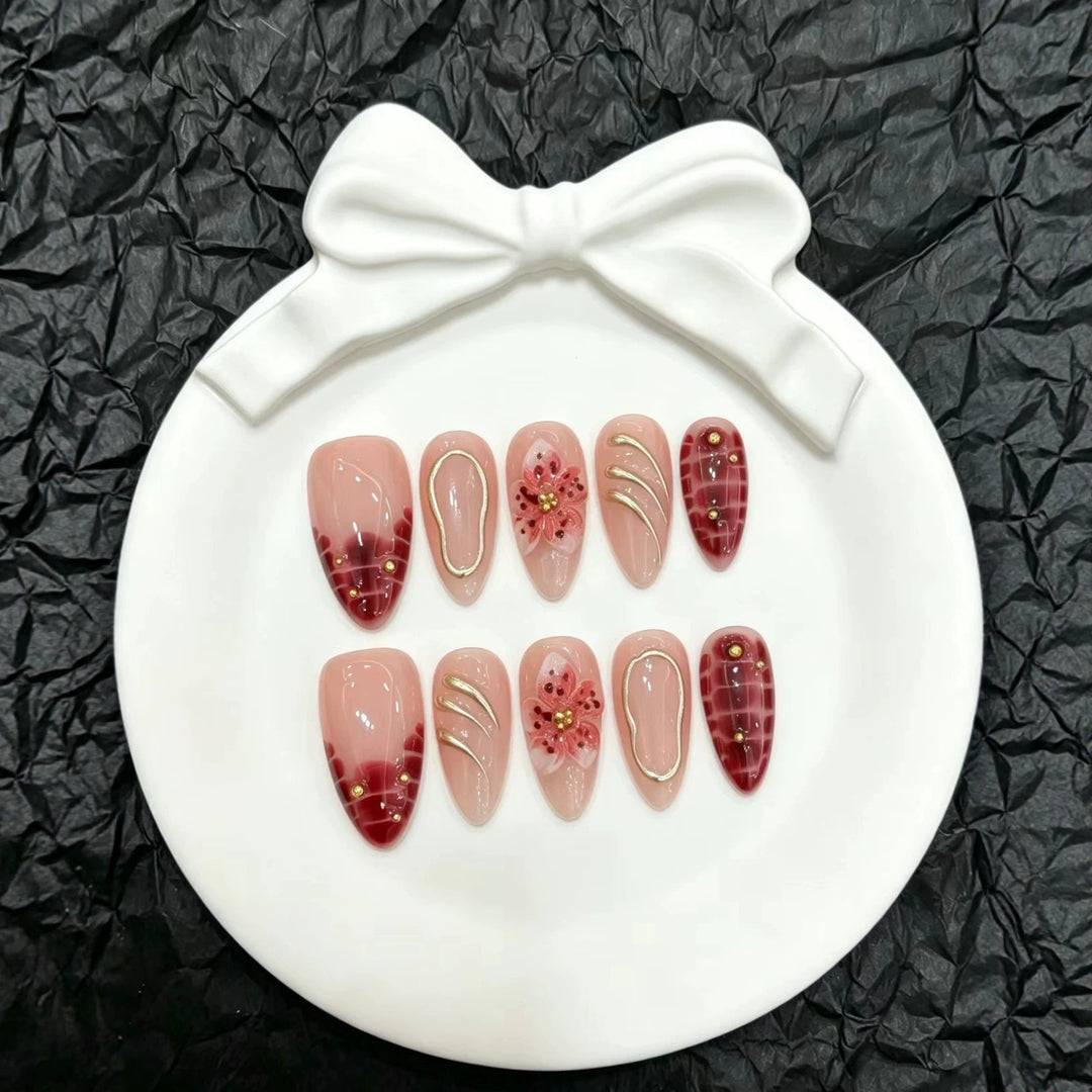Künstlerisches Floral Press-On Nagelset  1791774628