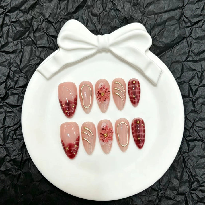 Künstlerisches Floral Press-On Nagelset  1791774628