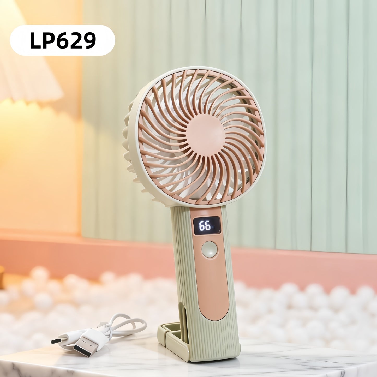 Damen Tragbarer Handventilator mit LCD-Display und USB-Ladefunktion Karnz