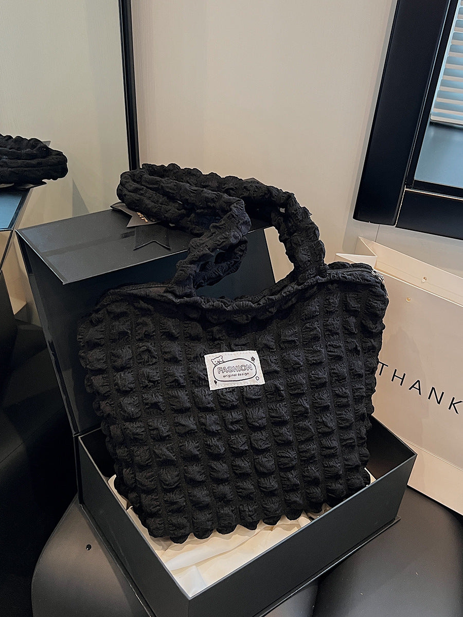 Strukturierter Stoff Schultertasche
