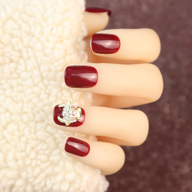 Elegantes Press-On-Nagel-Set mit Strass-Akzenten