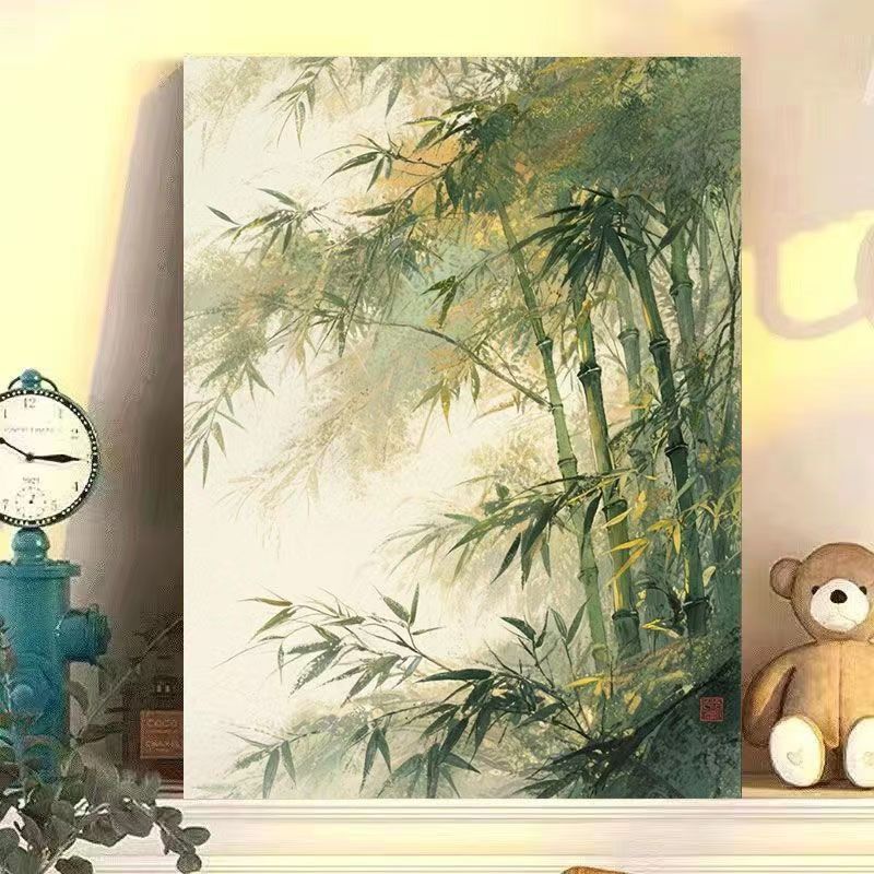 Serene Bambus und Kirschblüten Wandkunst Karnz