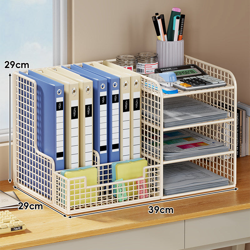 Kompakte Metall-Mesh-Schreibtisch-Briefablage mit zwei Ebenen und Aktenorganizer