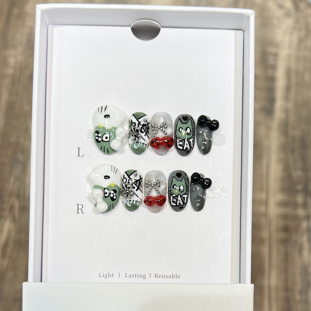 Dekorativer Floral Stiletto Press-On Nail Set Karnz