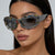 Damen auffällige Designer-Sonnenbrille mit Strass-Applikationen Karnz