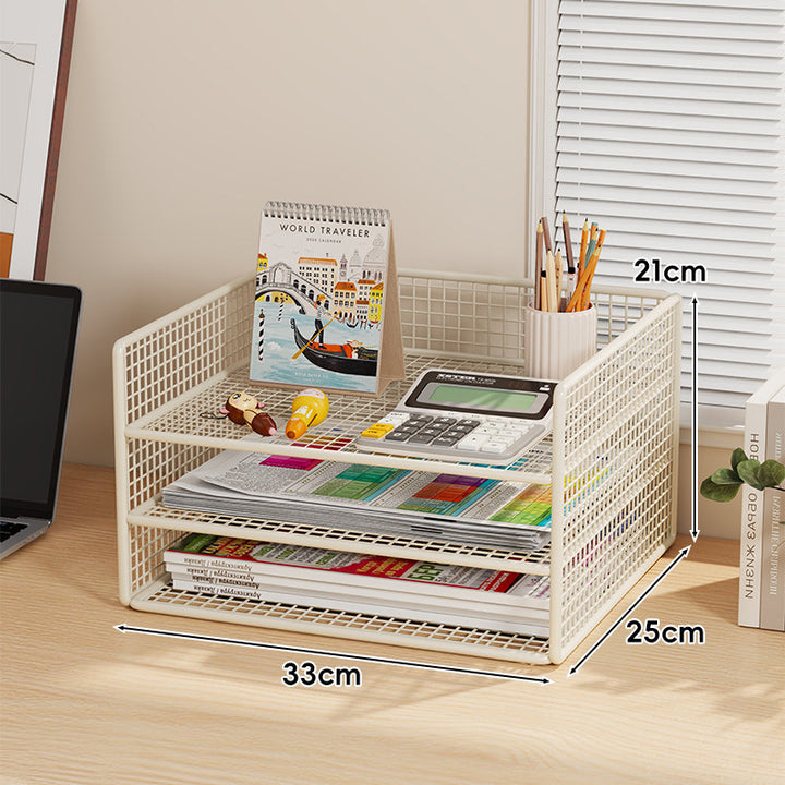 Belüfteter Mesh-Dreifach-Desktop-Dokumenten- und Zeitschriftenorganisator-Rack