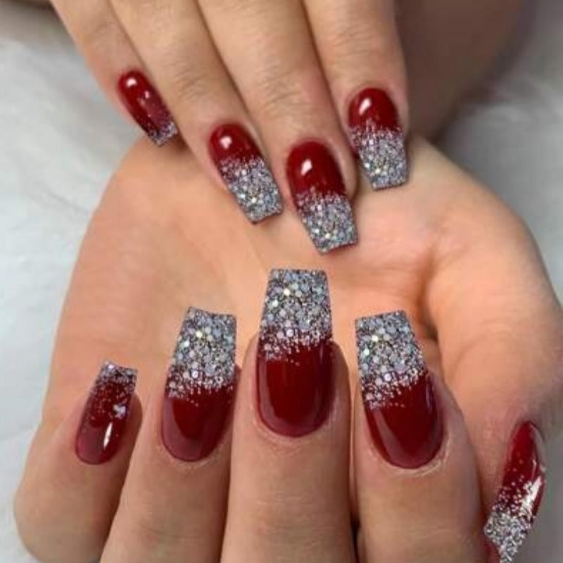 Eleganter Glitzernder Press-On Nail Set Karnz