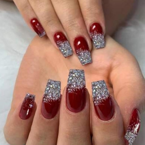 Eleganter Glitzernder Press-On Nail Set Karnz