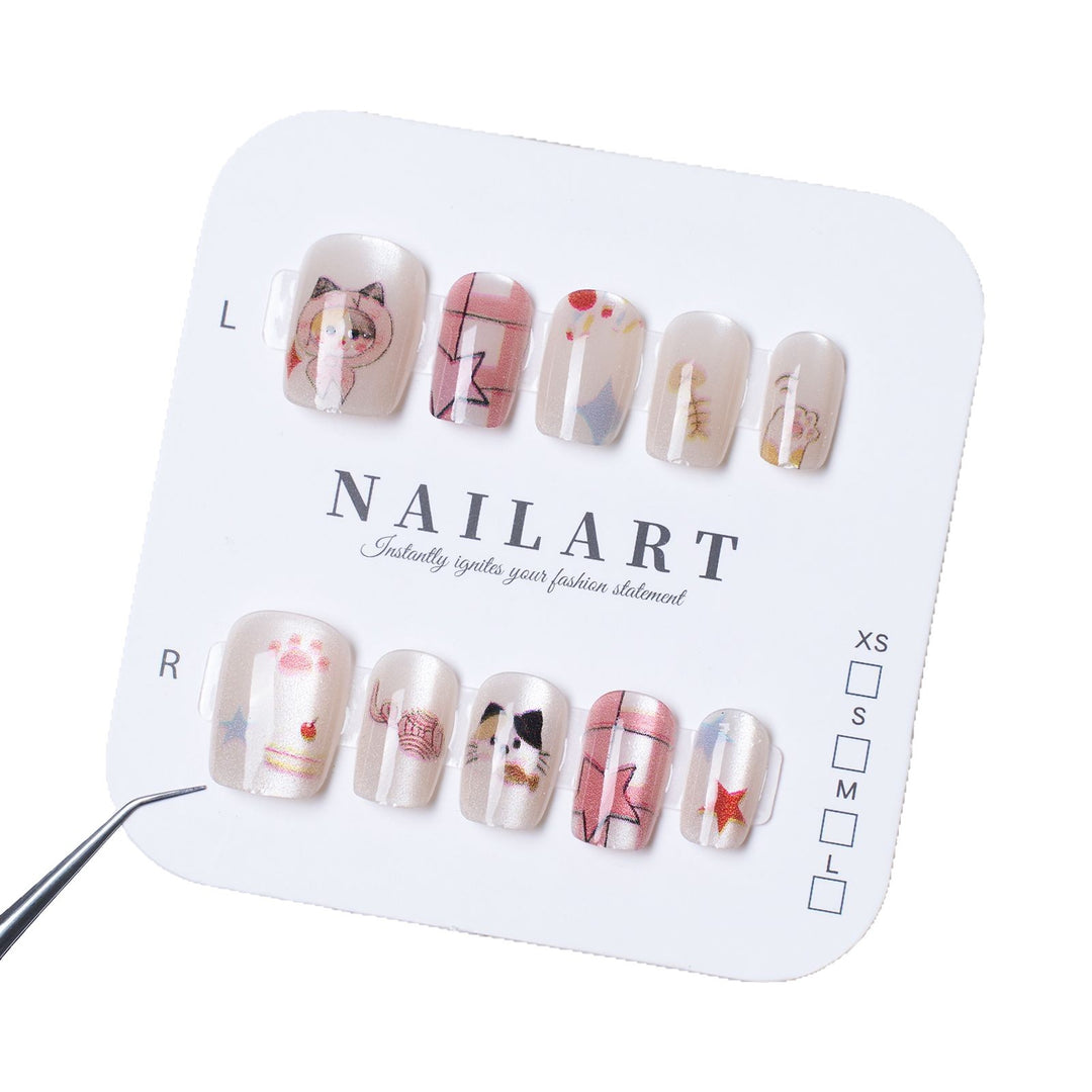 Kreatives Illustratives Press-On Nagelset Karnz