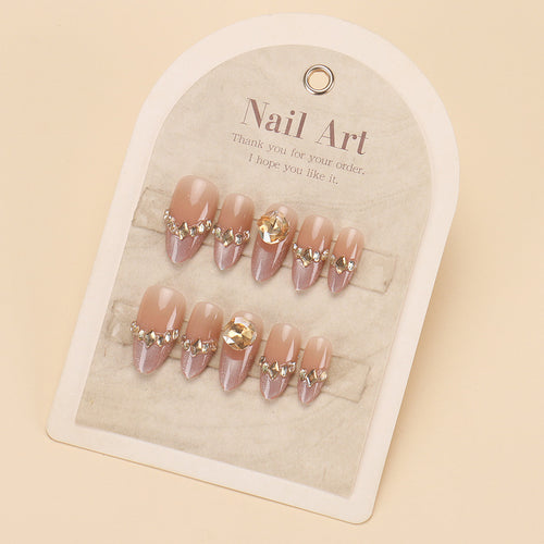 Glamouröses Stiletto Press-On Nagelkunstset mit Strass-Accents Karnz