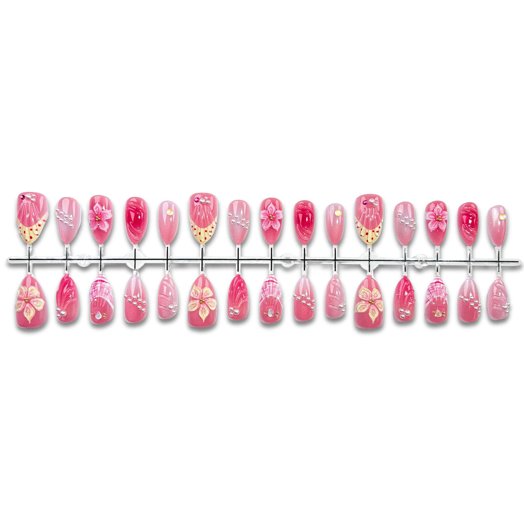 Dekorative Blumen Press-On Nagelkunst Kollektion