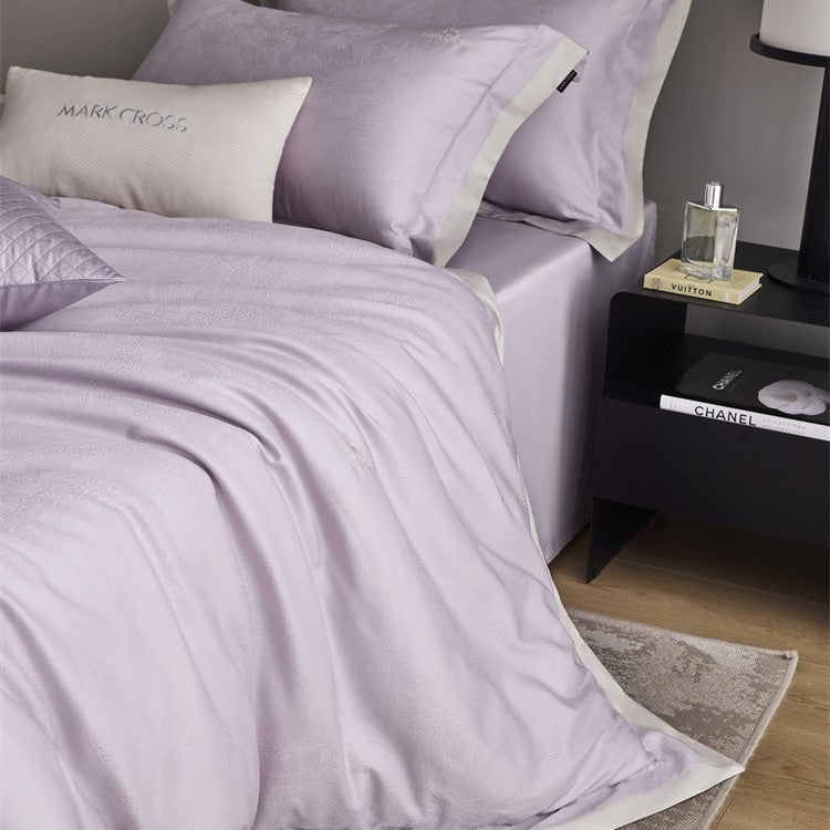 Premium Bettbezug-Set mit dezenter Jacquard-Struktur und Zierband Karnz