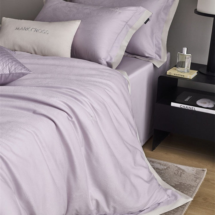 Premium Bettbezug-Set mit dezenter Jacquard-Struktur und Zierband Karnz