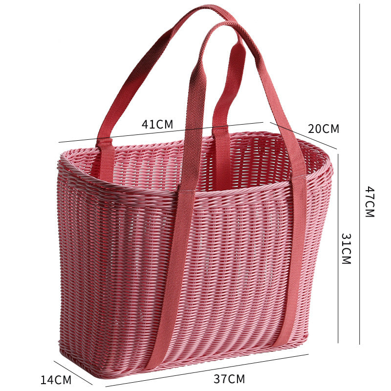 Unisex Robust geflochtener Einkaufskorb mit bequemen Stoffgriffen Karnz