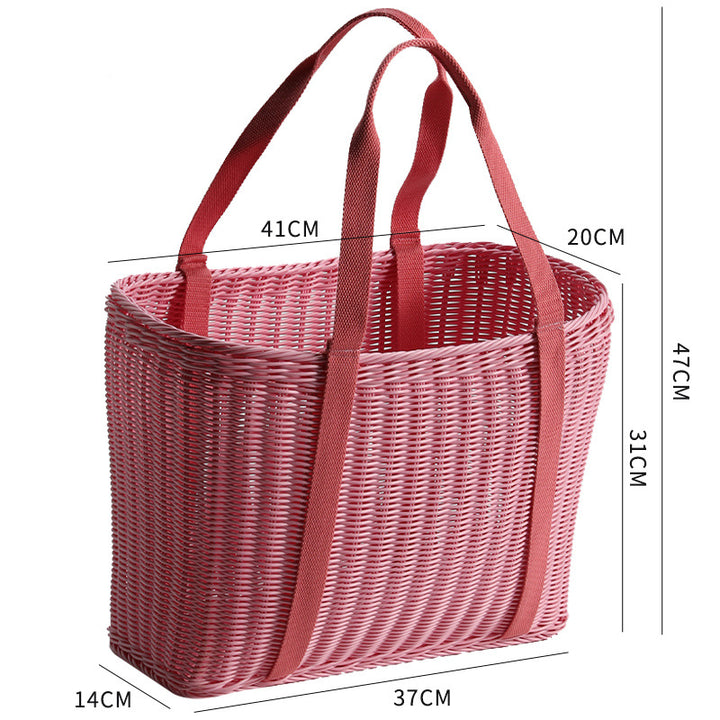 Unisex Robust geflochtener Einkaufskorb mit bequemen Stoffgriffen Karnz