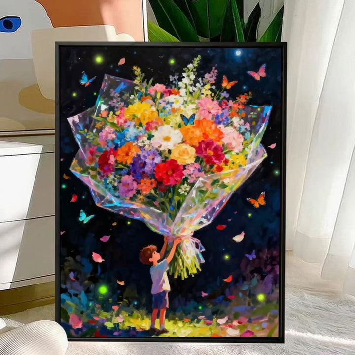Charmante Florale Bouquet Leinwandkunst Karnz