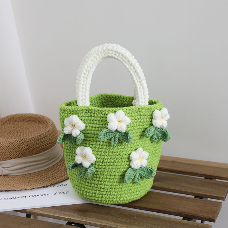Damen Gehäkelte Handtasche mit Blumenakzenten Karnz