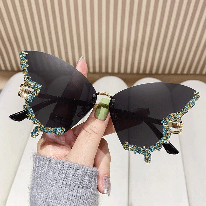 Damen extravagante Sonnenbrille mit funkelndem Butterfly-Design Karnz
