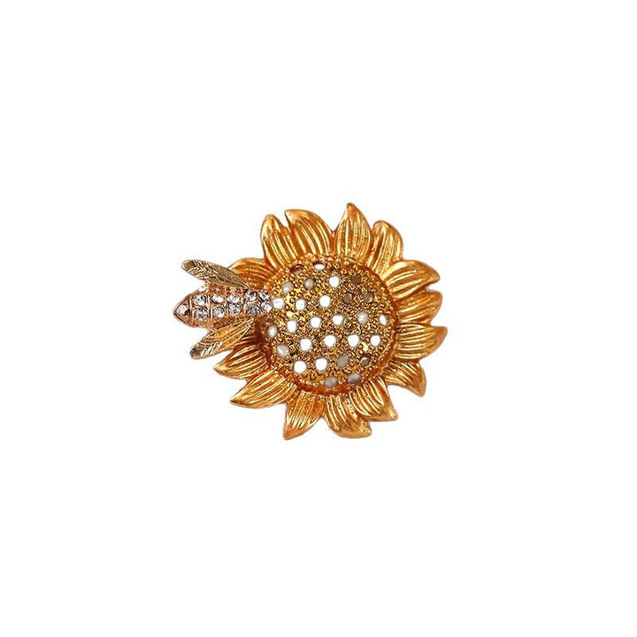 Elegante Sonnenblumenbrosche mit Kristallen Karnz